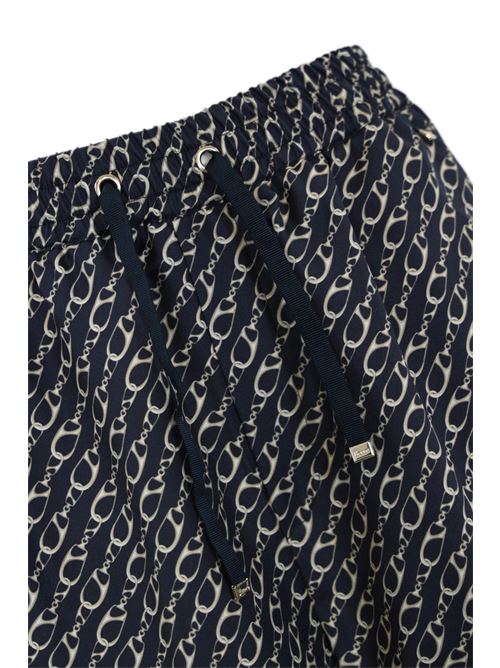 Pantalone con stampa in seta blu Herno | PT000127D 16009P9200